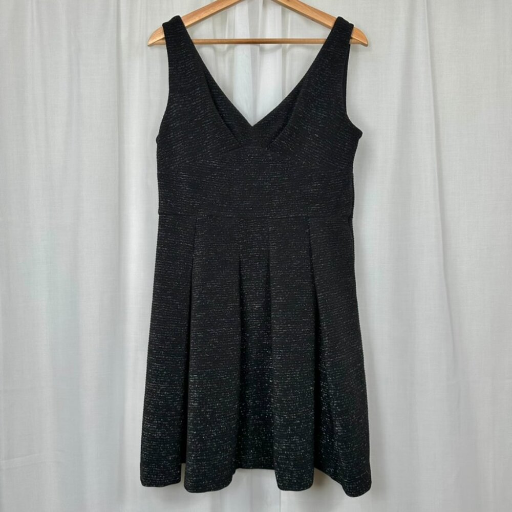 Betsey Johnson Fit Flare Mini Black Dress 12 Back Bow Party Cocktail Prom Retro